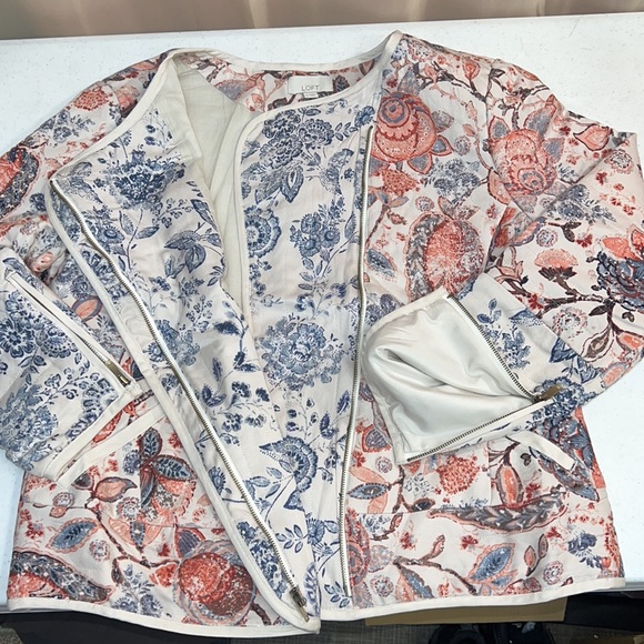 LOFT LIGHTWEIGHT COTTON LINED ASYMMETRICAL FRONT ZIP JACKET - Picture 16 of 16